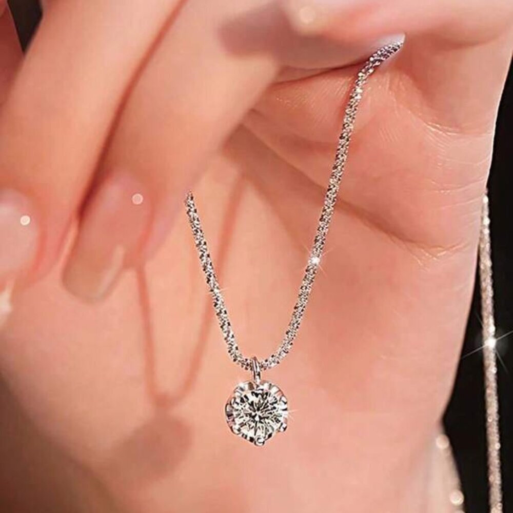 Solitaire Pendant Necklace – Sterling Silver 925